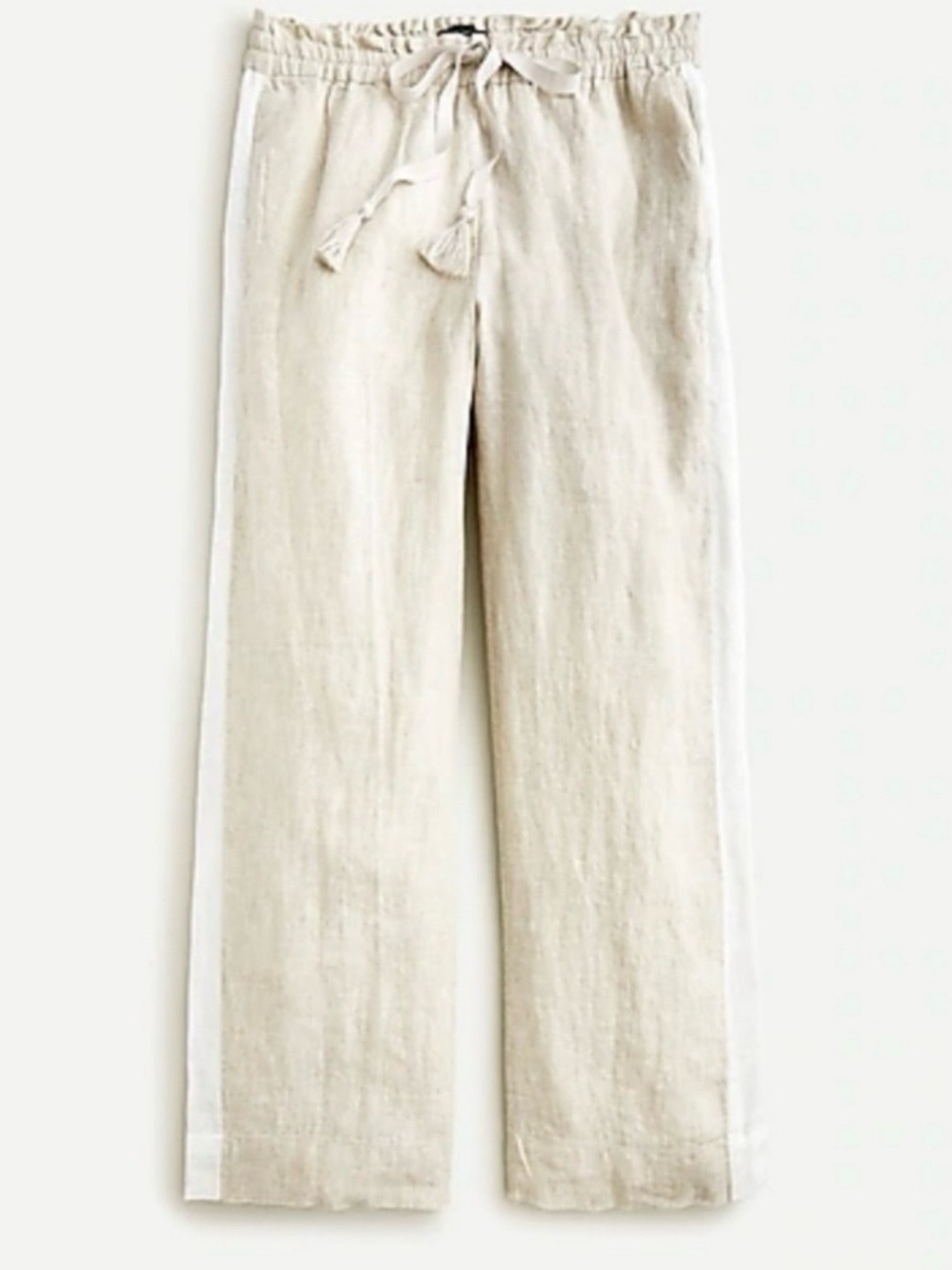 J. Crew Drawstring Linen Pants Women’s XS Wide Leg Stripe Tie Waist Casual